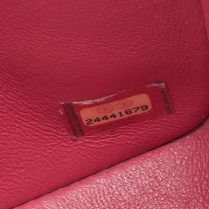 CHANEL Chain Shoulder Bag Mini Matrasse 17cm Lambskin V-Stitch Red Single Flap Turnlock Gold-Tone Hardware, Pre-Owned