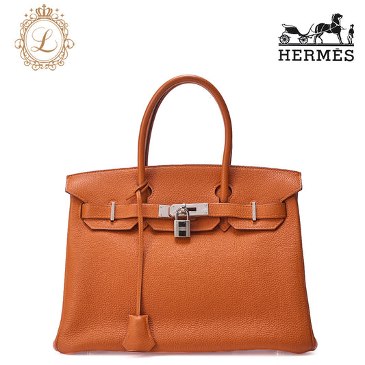 HERMES Birkin 30 Handbag Togo Potiron Silver-Tone Hardware, Pre-Owned