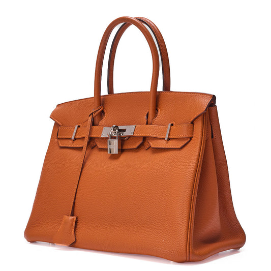 HERMES Birkin 30 Handbag Togo Potiron Silver-Tone Hardware, Pre-Owned