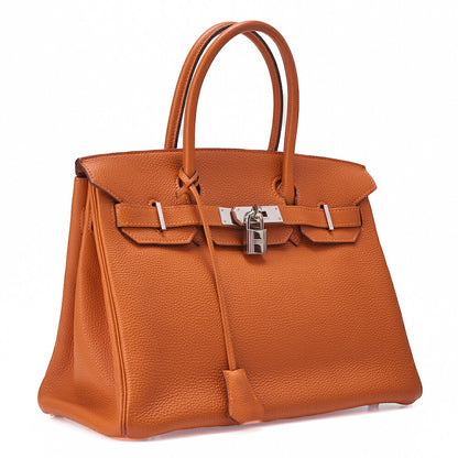 HERMES Birkin 30 Handbag Togo Potiron Silver-Tone Hardware, Pre-Owned