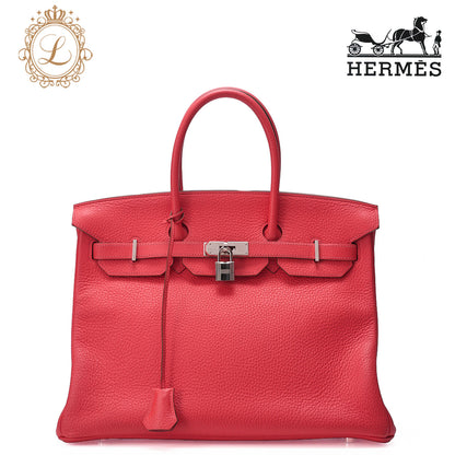 HERMES Birkin 30 Handbag Taurillon Clemence Bougainvillea Silver-Tone Hardware, Pre-Owned