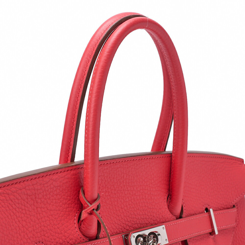 HERMES Birkin 30 Handbag Taurillon Clemence Bougainvillea Silver-Tone Hardware, Pre-Owned