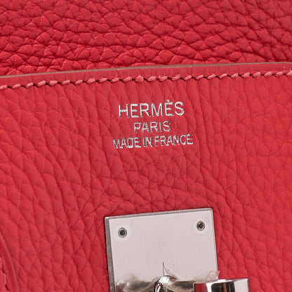 HERMES Birkin 30 Handbag Taurillon Clemence Bougainvillea Silver-Tone Hardware, Pre-Owned