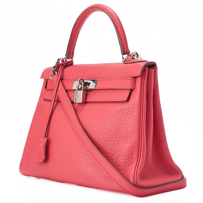 HERMES Kelly 28 Handbag Inseam Trion Clemence Bougainvillea Silver-Tone Hardware, Pre-Owned]