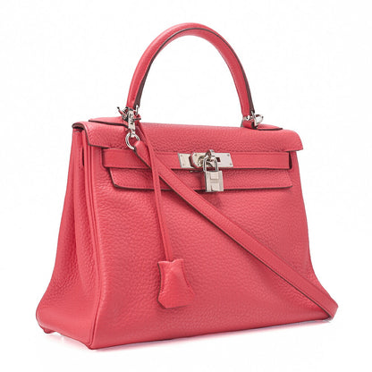 HERMES Kelly 28 Handbag Inseam Trion Clemence Bougainvillea Silver-Tone Hardware, Pre-Owned]