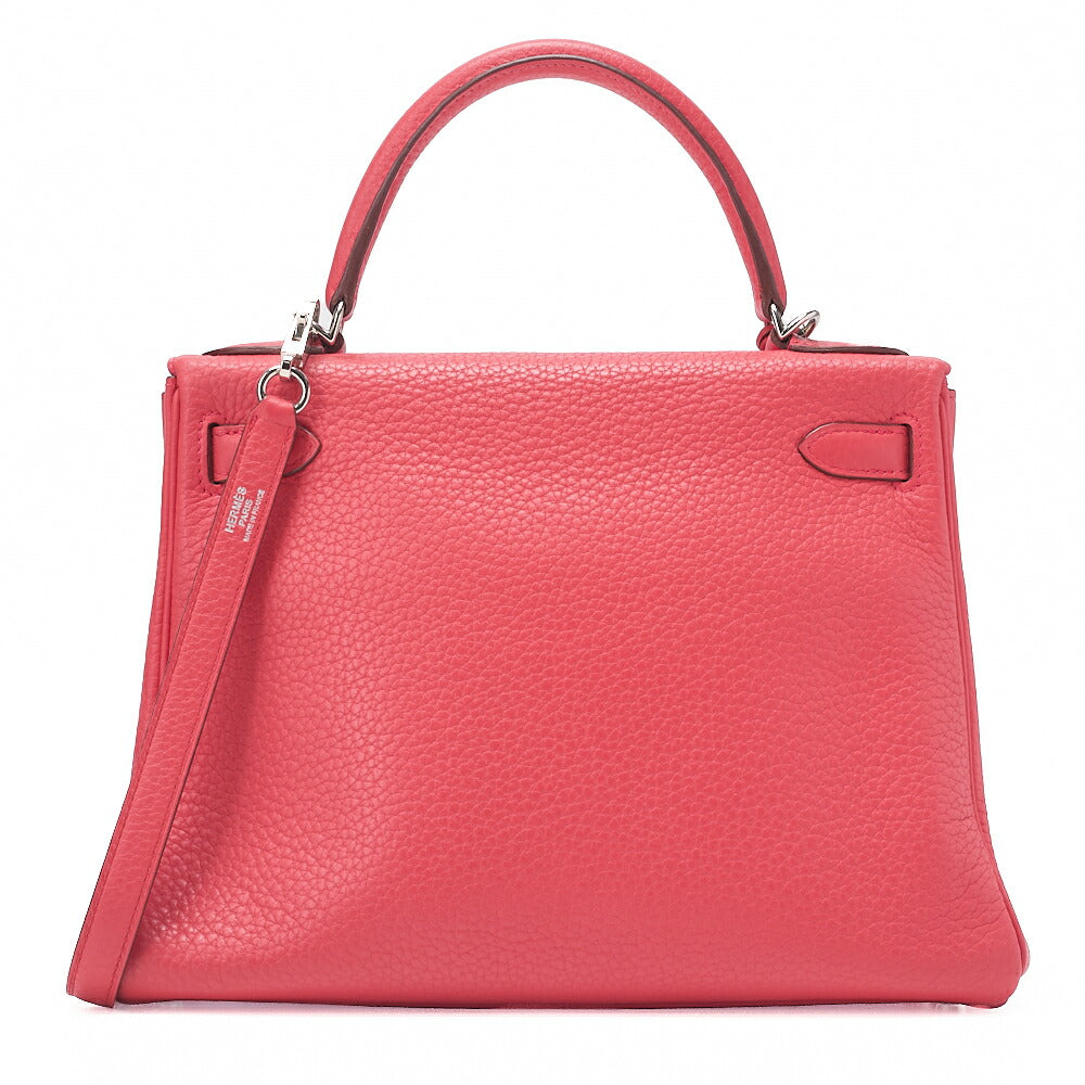 HERMES Kelly 28 Handbag Inseam Trion Clemence Bougainvillea Silver-Tone Hardware, Pre-Owned]