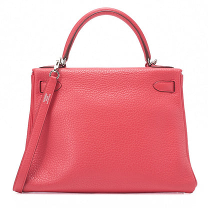 HERMES Kelly 28 Handbag Inseam Trion Clemence Bougainvillea Silver-Tone Hardware, Pre-Owned]