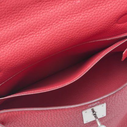 HERMES Kelly 28 Handbag Inseam Trion Clemence Bougainvillea Silver-Tone Hardware, Pre-Owned]
