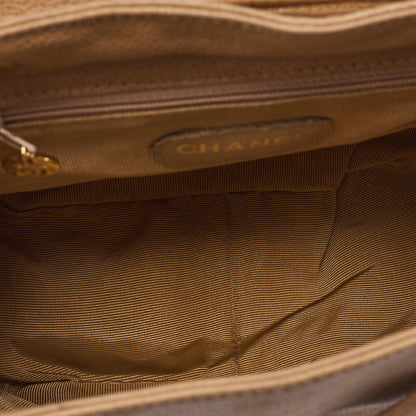 CHANEL Backpack Caviar Skin Triple Coco Turnlock Beige Gold-Tone Hardware, Pre-Owned