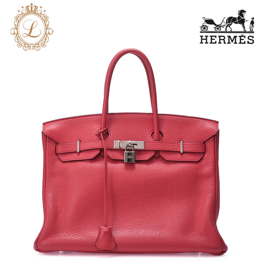 HERMES Birkin 35 Handbag Tryon Cl?mance Bougainvillea Silver-Tone Hardware, Pre-Owned