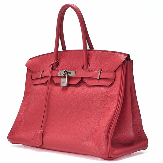 HERMES Birkin 35 Handbag Tryon Cl?mance Bougainvillea Silver-Tone Hardware, Pre-Owned