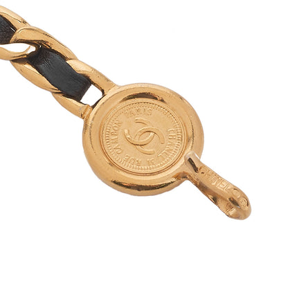 CHANEL Cocomark Chain Belt GP x Leather Black x Gold (Gold-Tone Hardware, Pre-Owned