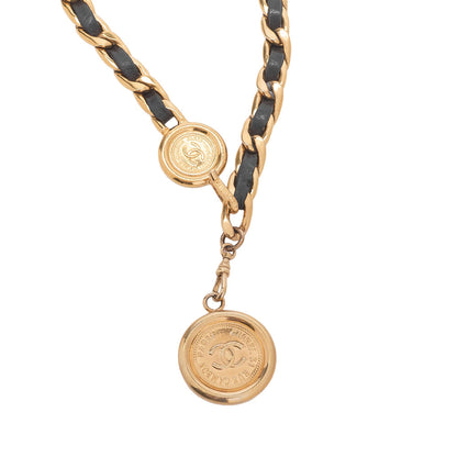 CHANEL Cocomark Chain Belt GP x Leather Black x Gold (Gold-Tone Hardware, Pre-Owned