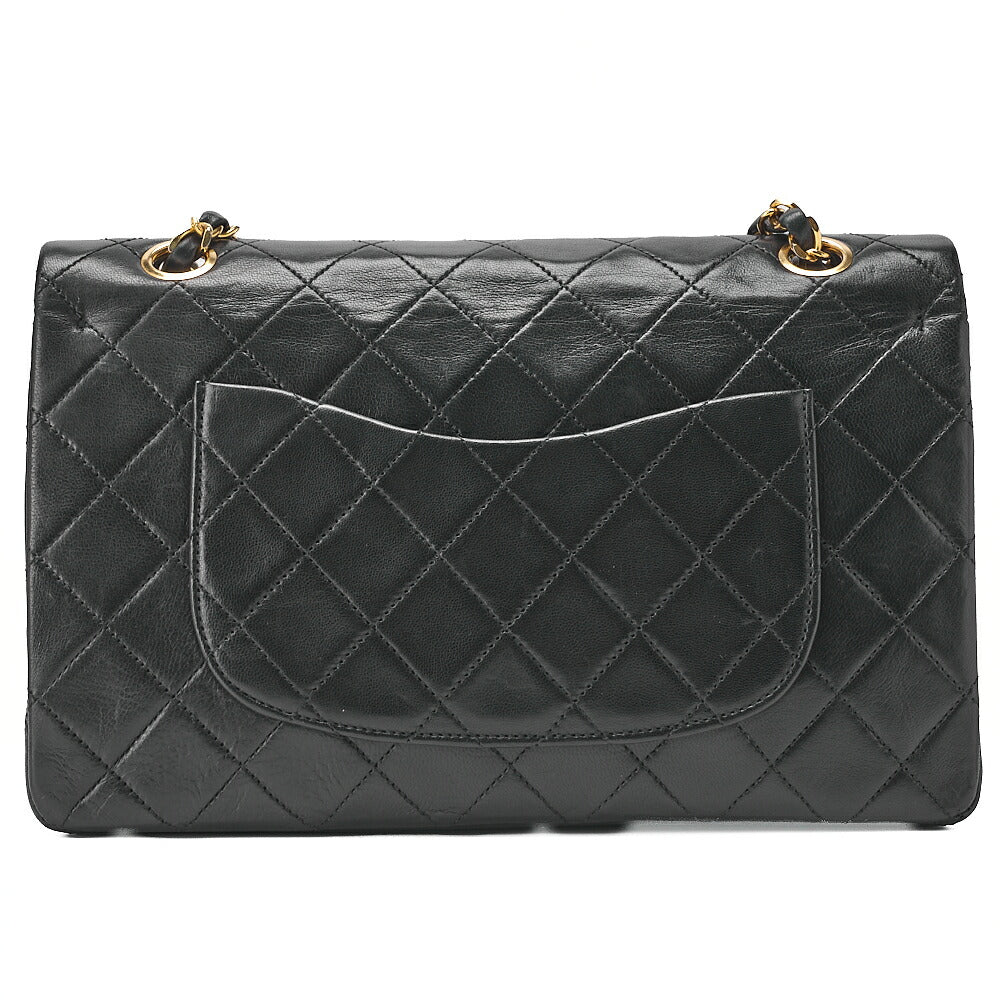 CHANEL Matelassé Double Flap 25cm Chain Shoulder Lambskin Black Gold-Tone Hardware, Pre-Owned
