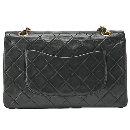 CHANEL Matelassé Double Flap 25cm Chain Shoulder Lambskin Black Gold-Tone Hardware, Pre-Owned
