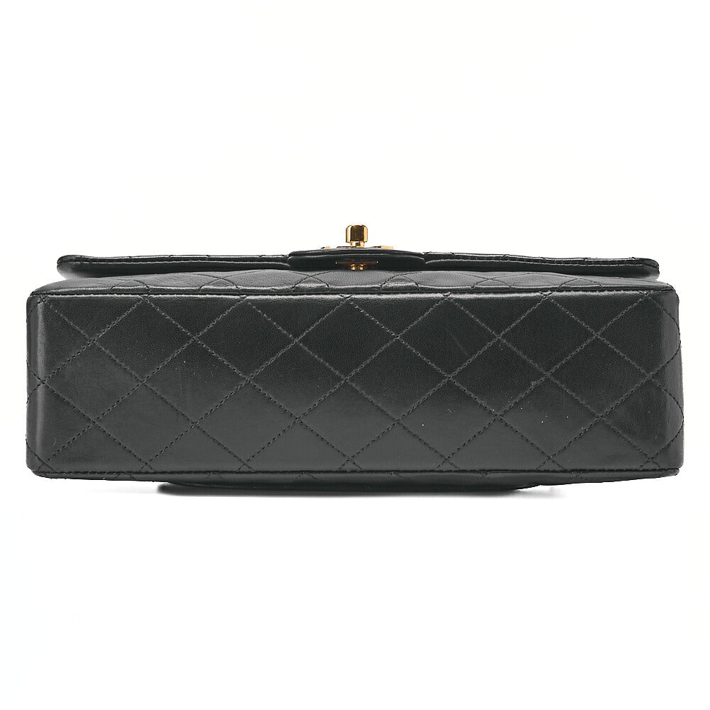 CHANEL Matelassé Double Flap 25cm Chain Shoulder Lambskin Black Gold-Tone Hardware, Pre-Owned