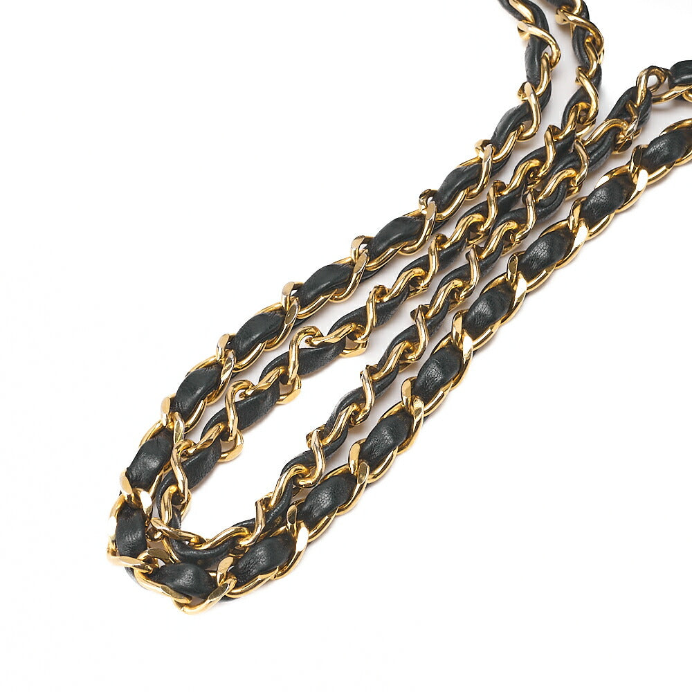 CHANEL Matelassé Double Flap 25cm Chain Shoulder Lambskin Black Gold-Tone Hardware, Pre-Owned