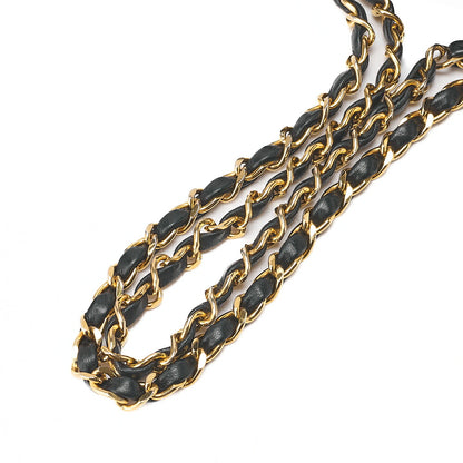 CHANEL Matelassé Double Flap 25cm Chain Shoulder Lambskin Black Gold-Tone Hardware, Pre-Owned