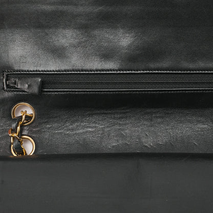 CHANEL Matelassé Double Flap 25cm Chain Shoulder Lambskin Black Gold-Tone Hardware, Pre-Owned