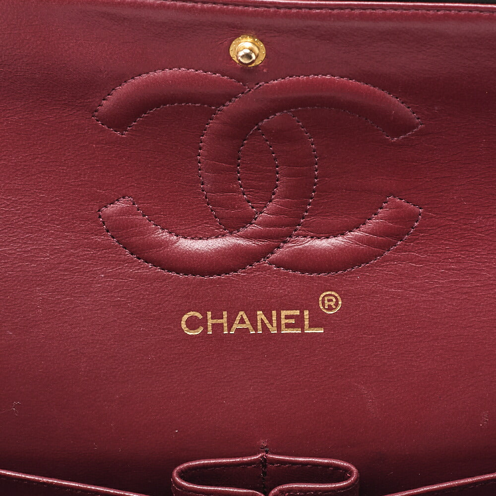 CHANEL Matelassé Double Flap 25cm Chain Shoulder Lambskin Black Gold-Tone Hardware, Pre-Owned