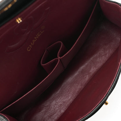 CHANEL Matelassé Double Flap 25cm Chain Shoulder Lambskin Black Gold-Tone Hardware, Pre-Owned