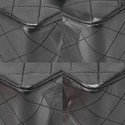 CHANEL Matelassé Double Flap 25cm Chain Shoulder Lambskin Black Gold-Tone Hardware, Pre-Owned