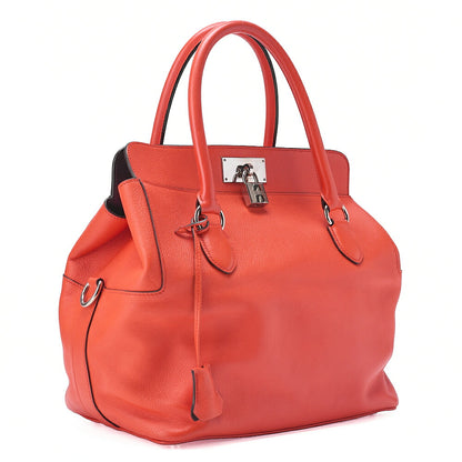 HERMES Toolbox 26 Verso Evercolor Orange Poppy x Rouge Ash Handbag Silver-Tone Hardware, Pre-Owned