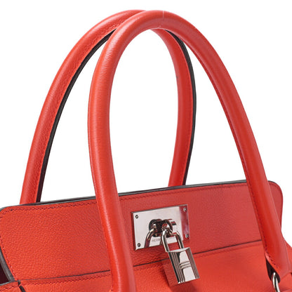 HERMES Toolbox 26 Verso Evercolor Orange Poppy x Rouge Ash Handbag Silver-Tone Hardware, Pre-Owned