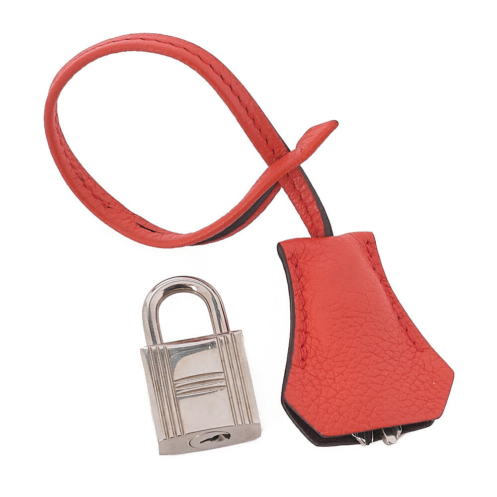 HERMES Toolbox 26 Verso Evercolor Orange Poppy x Rouge Ash Handbag Silver-Tone Hardware, Pre-Owned