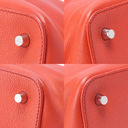HERMES Toolbox 26 Verso Evercolor Orange Poppy x Rouge Ash Handbag Silver-Tone Hardware, Pre-Owned