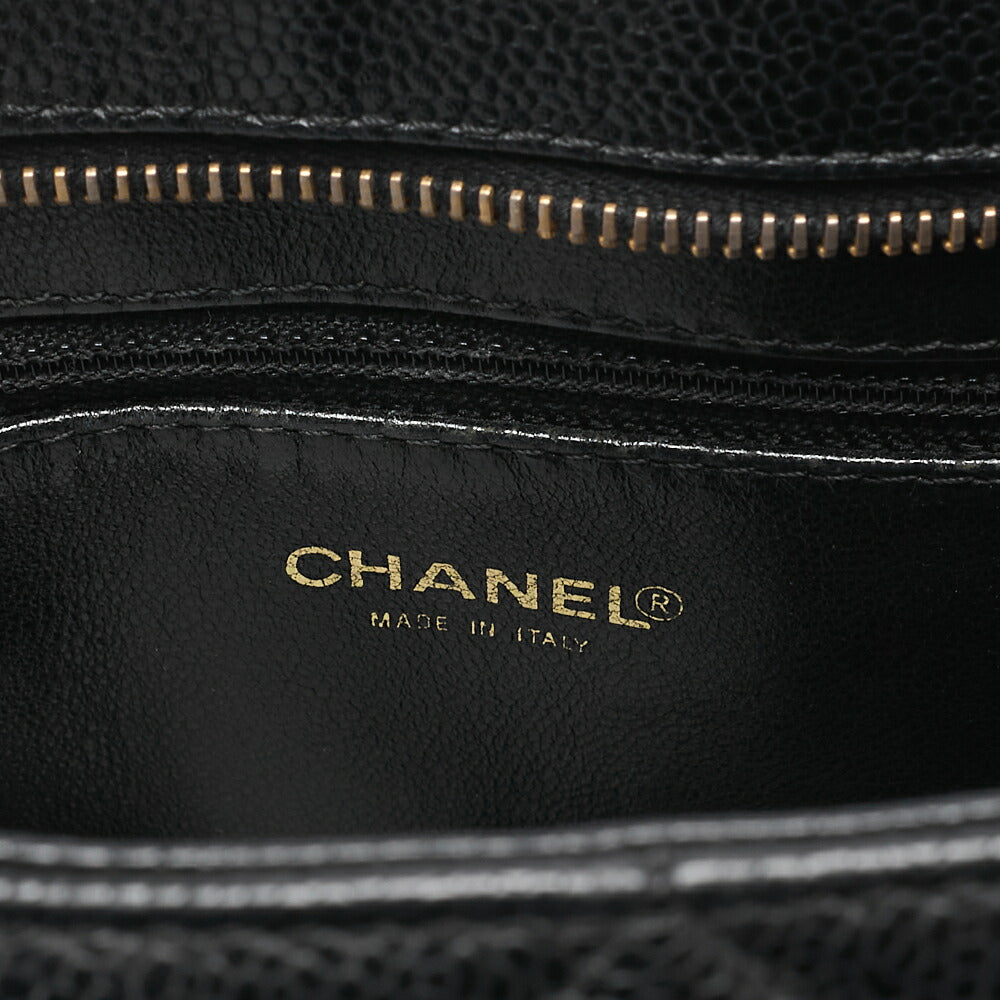CHANEL Matelassé Reprint Tote Caviar Skin Black Gold-Tone Hardware, Pre-Owned