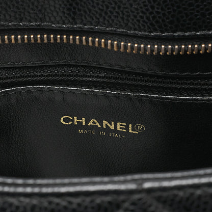 CHANEL Matelassé Reprint Tote Caviar Skin Black Gold-Tone Hardware, Pre-Owned