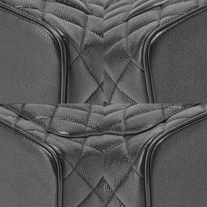 CHANEL Matelassé Reprint Tote Caviar Skin Black Gold-Tone Hardware, Pre-Owned