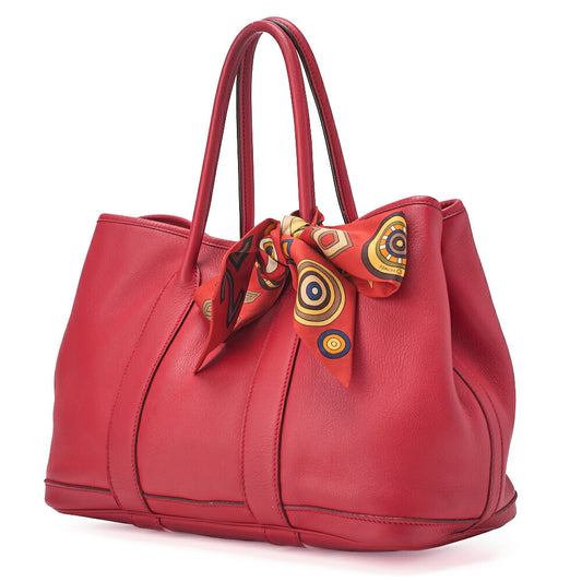 HERMES Garden Twilly TPM Tote Bag Swift Vermillion Silver-Tone Hardware, Pre-Owned