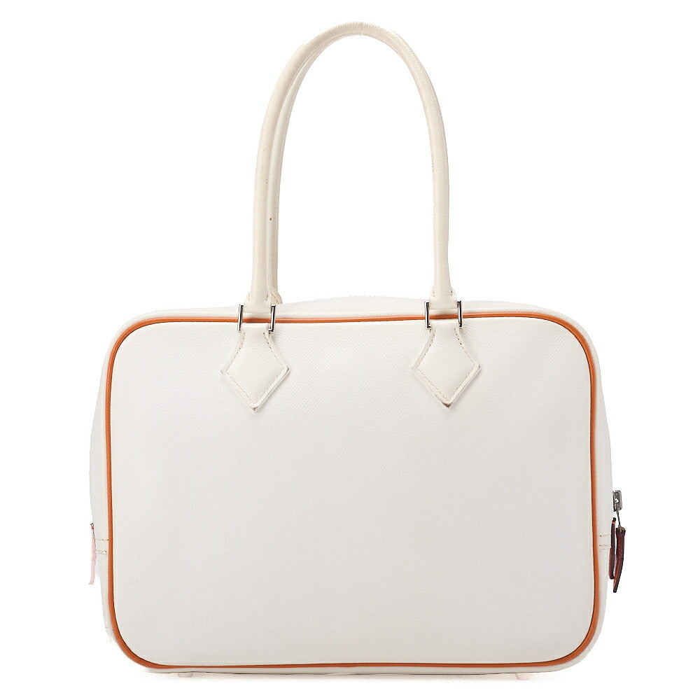 HERMES Bloom 28 Tote Bag Epson White x Orange Silver-Tone Hardware, Pre-Owned