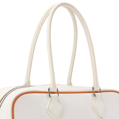 HERMES Bloom 28 Tote Bag Epson White x Orange Silver-Tone Hardware, Pre-Owned