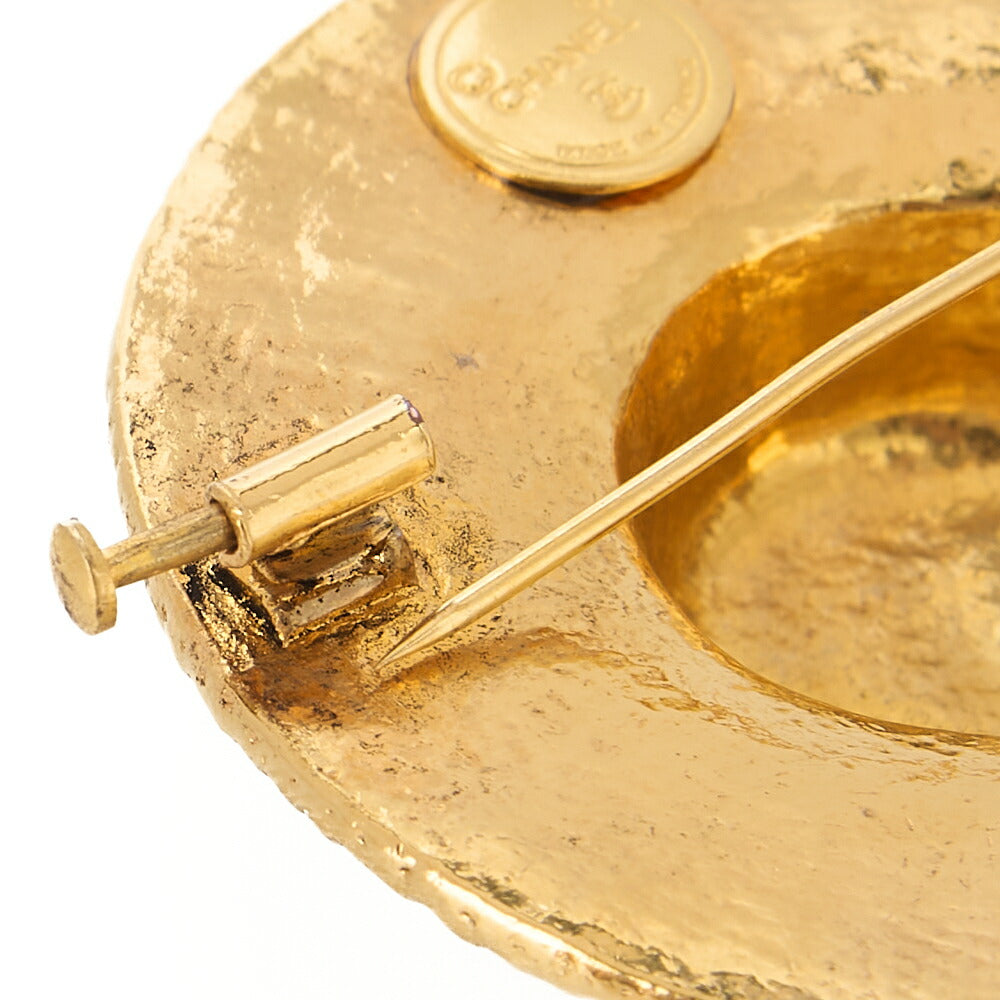 CHANEL Straw Pattern Hat Brooch Gold-Tone Hardware, Pre-Owned