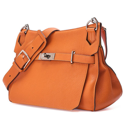HERMES Gypsy 34 Shoulder Bag Tryon Clemence Orange x Jaune Silver-Tone Hardware, Pre-Owned