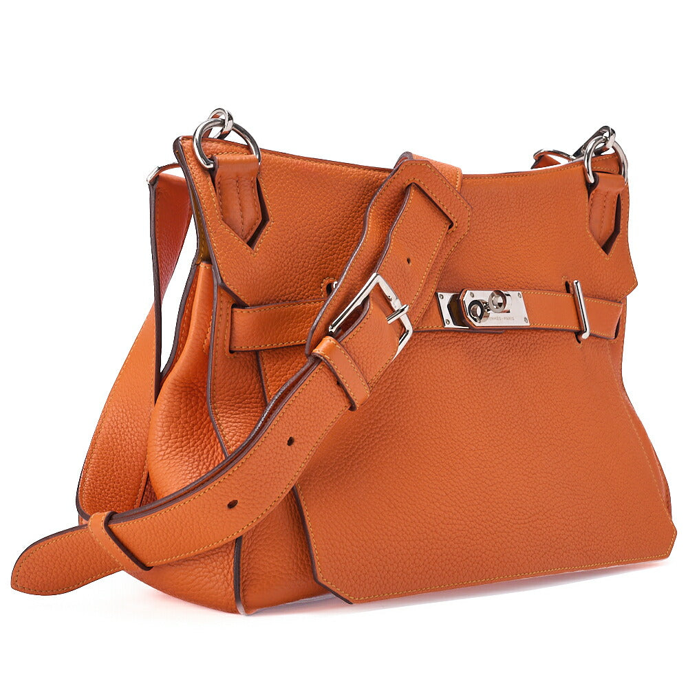 HERMES Gypsy 34 Shoulder Bag Tryon Clemence Orange x Jaune Silver-Tone Hardware, Pre-Owned