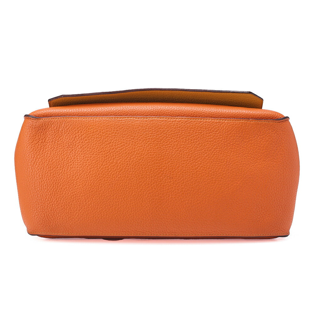 HERMES Gypsy 34 Shoulder Bag Tryon Clemence Orange x Jaune Silver-Tone Hardware, Pre-Owned
