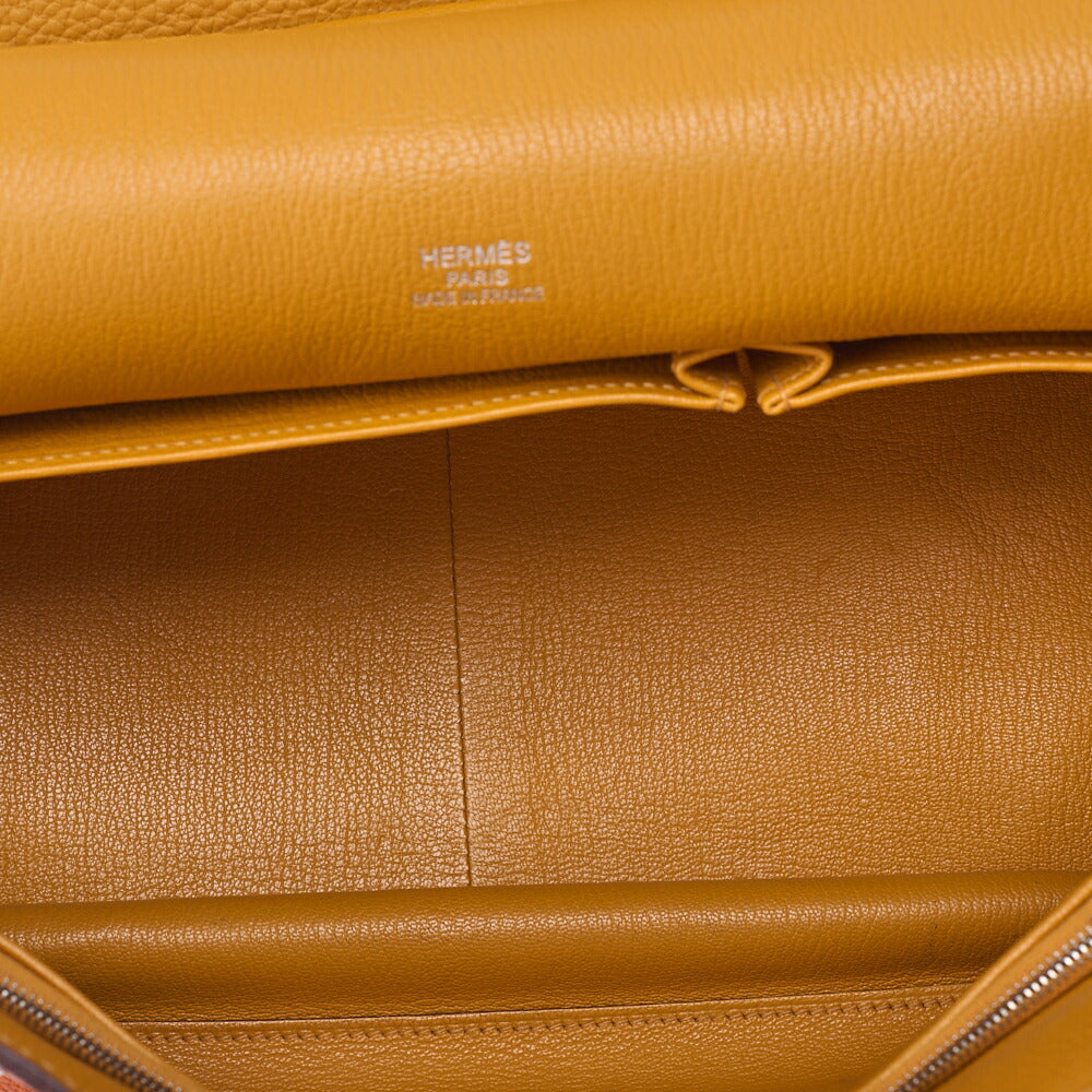 HERMES Gypsy 34 Shoulder Bag Tryon Clemence Orange x Jaune Silver-Tone Hardware, Pre-Owned