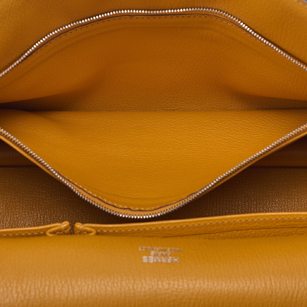 HERMES Gypsy 34 Shoulder Bag Tryon Clemence Orange x Jaune Silver-Tone Hardware, Pre-Owned