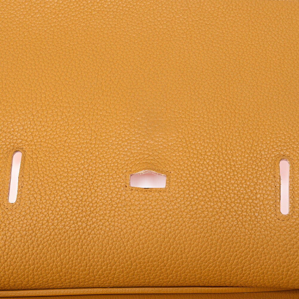 HERMES Gypsy 34 Shoulder Bag Tryon Clemence Orange x Jaune Silver-Tone Hardware, Pre-Owned