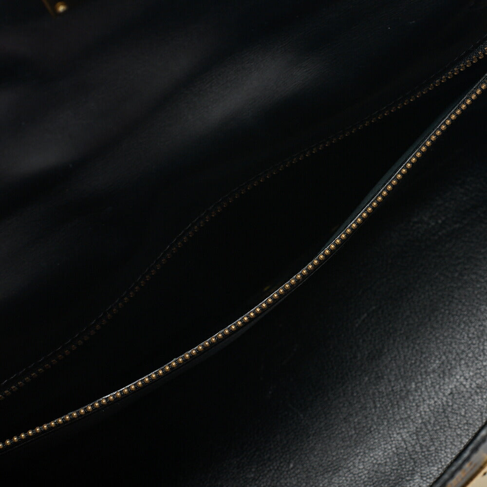 HERMES Kelly 32 Handbag Inseam Box Calf Black Gold-Tone Hardware, Pre-Owned