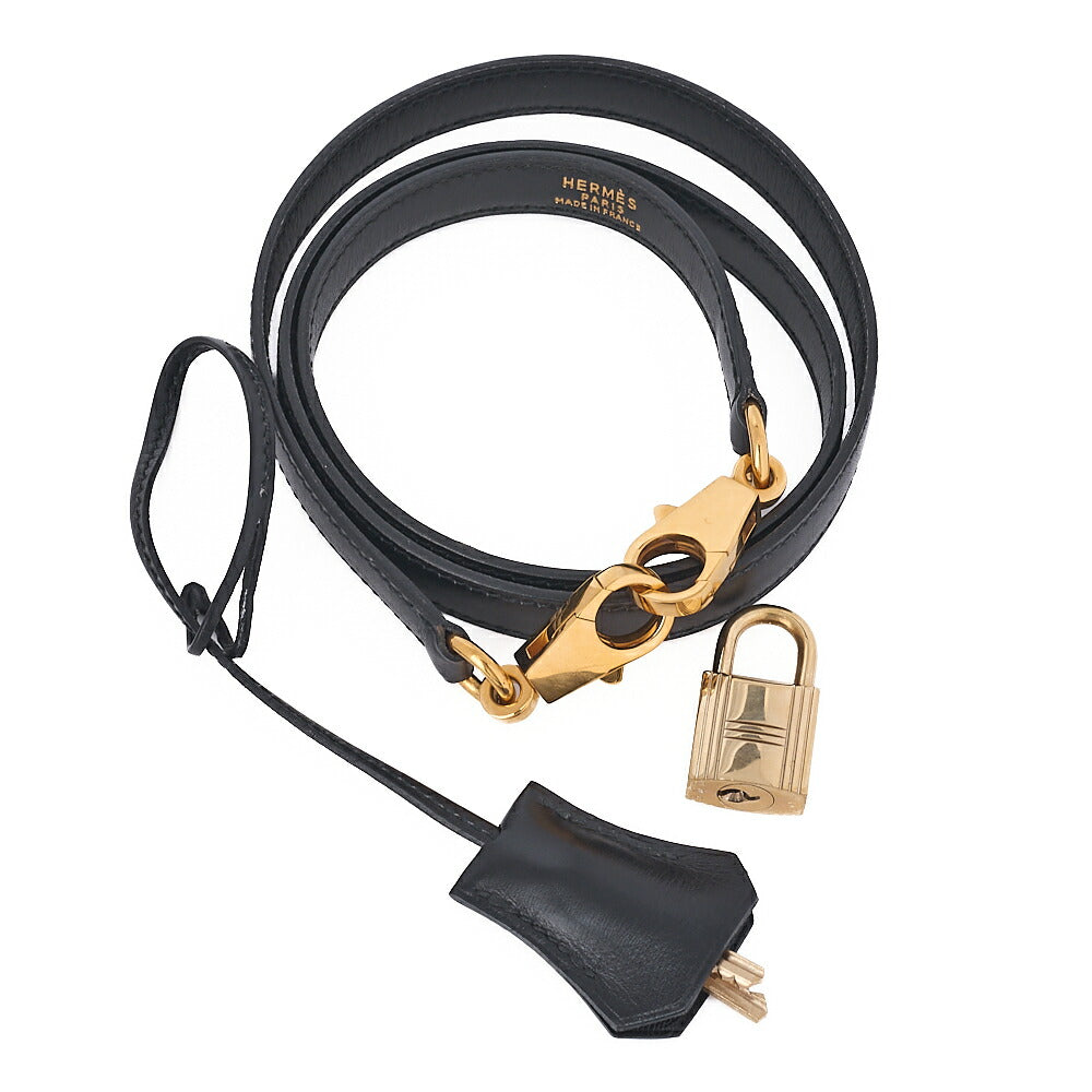 HERMES Kelly 32 Handbag Inseam Box Calf Black Gold-Tone Hardware, Pre-Owned