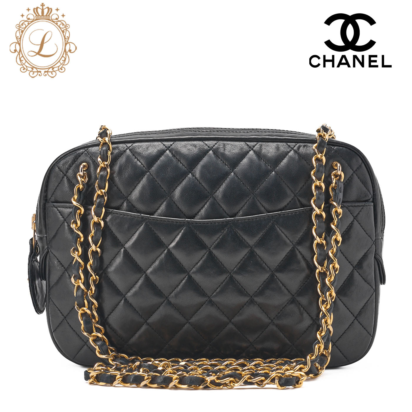 CHANEL Chain Shoulder Matlasse with Pull Charm Lambskin Black Gold Fittings Women's Bag Brand [Used] [Free Shipping]