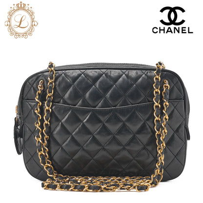 CHANEL Chain Shoulder Matlasse with Pull Charm Lambskin Black Gold Fittings Women's Bag Brand [Used] [Free Shipping]