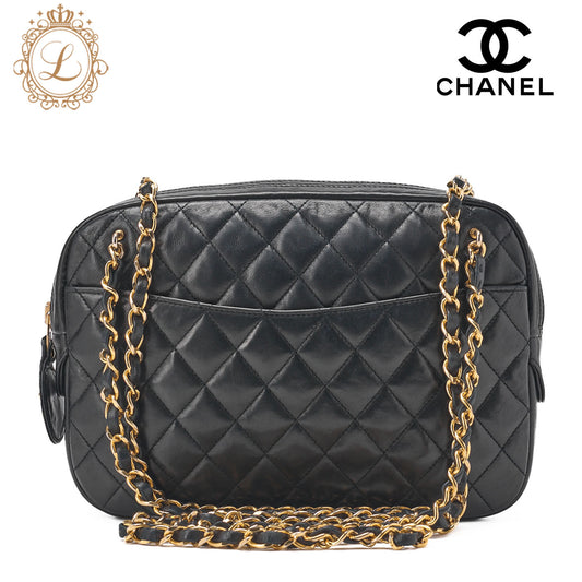 CHANEL Chain Shoulder Matlasse with Pull Charm Lambskin Black Gold Fittings Women's Bag Brand [Used] [Free Shipping]