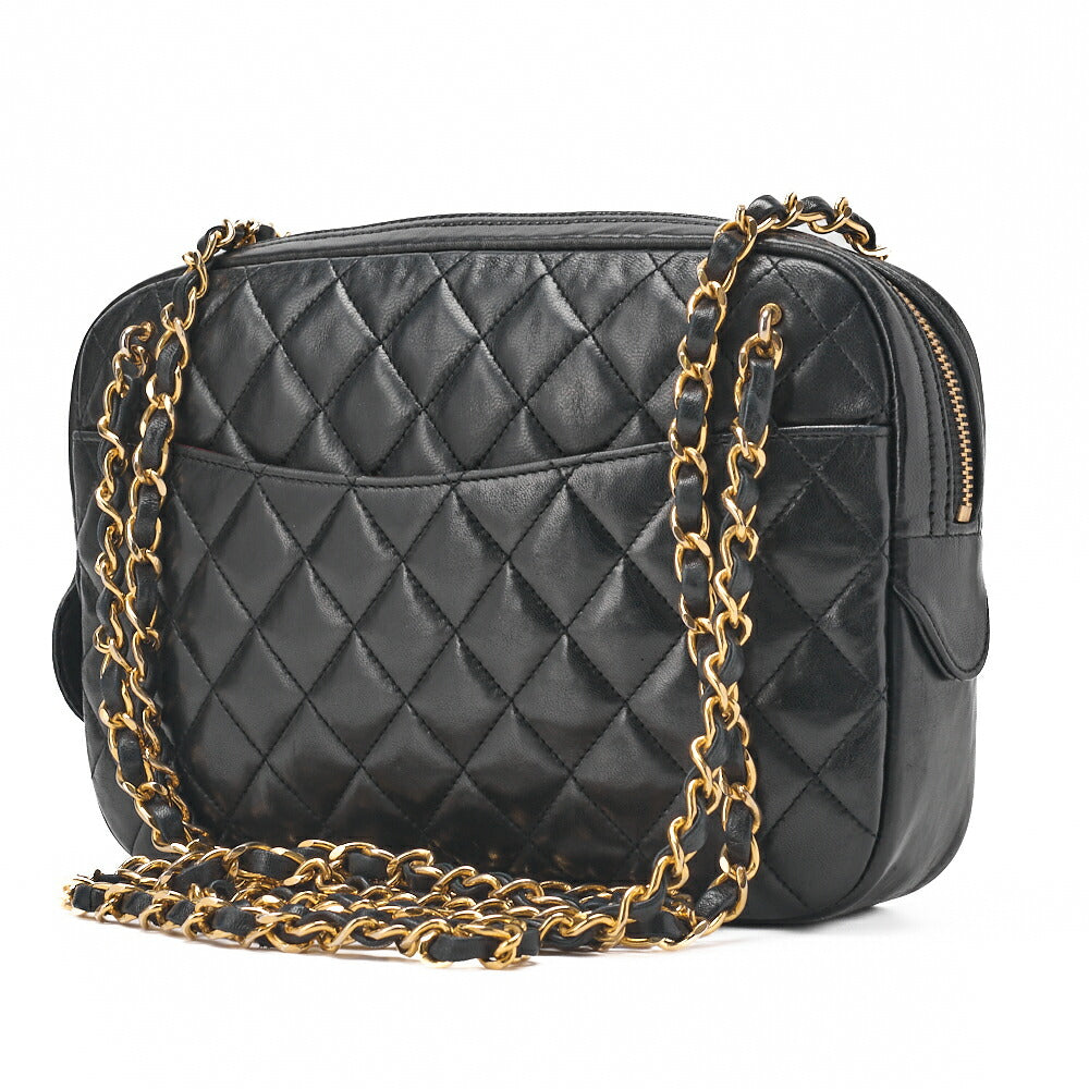 CHANEL Chain Shoulder Matlasse with Pull Charm Lambskin Black Gold Fittings Women's Bag Brand [Used] [Free Shipping]