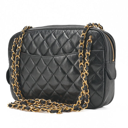 CHANEL Chain Shoulder Matlasse with Pull Charm Lambskin Black Gold Fittings Women's Bag Brand [Used] [Free Shipping]